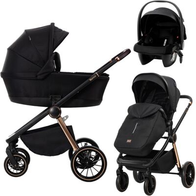 Lorelli Bianca Black 3-in-1 Kinderwagen incl. i-Size Autostoel Lorelli Bianca Black 3-in-1 Kinderwagen incl. i-Size Autostoel