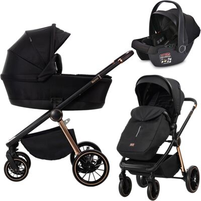 Lorelli Bianca Black 3-in-1 Kinderwagen incl. i-Size Autostoel Lorelli Bianca Black 3-in-1 Kinderwagen incl. i-Size Autostoel
