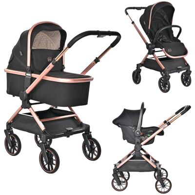 Lorelli Reya Black 3-in-1 Kinderwagen incl. Autostoel Lorelli Reya Black 3-in-1 Kinderwagen incl. Autostoel