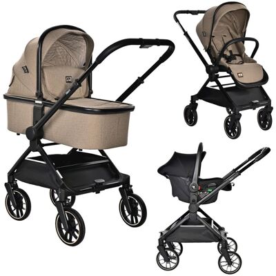 Lorelli Reya Brown 3-in-1 Kinderwagen incl. Autostoel Lorelli Reya Brown 3-in-1 Kinderwagen incl. Autostoel