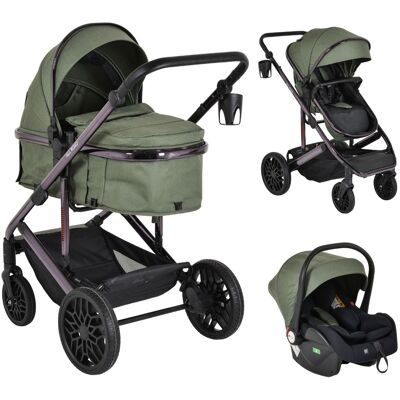 Moni All Road Dark Green 3-in-1 Combi Kinderwagen met i-Size Autostoel Moni All Road Dark Green 3-in-1 Combi Kinderwagen met i-Size Autostoel