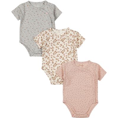 Dirkje Organic Pink Maat 62/68 Korte Mouw Overslag Romper 3 st. Dirkje Organic Pink Maat 62/68 Korte Mouw Overslag Romper 3 st.