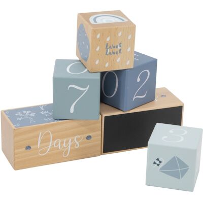 Label Label Blauw Houten Mijlpaalblokken Label Label Blauw Houten Mijlpaalblokken