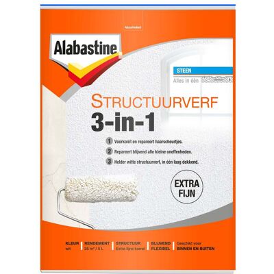 Alabastine Structuurverf 3-in-1 - 5 liter Wit Alabastine Structuurverf 3-in-1 - 5 liter Wit