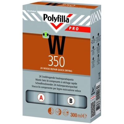 Polyfilla Pro W350 2K Sneldrogende Houtreparatiepasta Polyfilla Pro W350 2K Sneldrogende Houtreparatiepasta