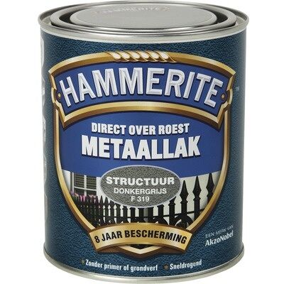 Hammerite Metaallak Direct over Roest Structuur - F319 Donkergrijs Hammerite Metaallak Direct over Roest Structuur - F319 Donkergrijs