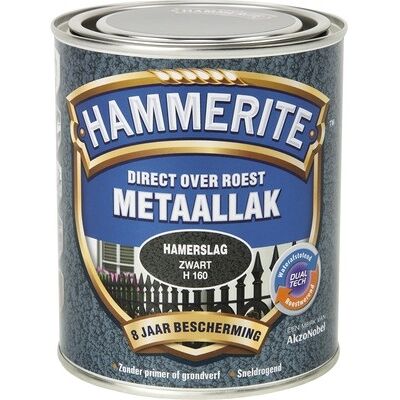 Hammerite Metaallak Direct over Roest Hamerslag - H160 Zwart Hammerite Metaallak Direct over Roest Hamerslag - H160 Zwart