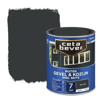 Cetabever Gevel en Kozijn Snel Beits Dekkend Zijdemat - RAL 7021 Cetabever Gevel en Kozijn Snel Beits Dekkend Zijdemat - RAL 7021