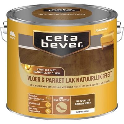 Cetabever Vloer en Parket Lak Natuurlijk Effect Mat - Brown Wash - 2,5 liter Cetabever Vloer en Parket Lak Natuurlijk Effect Mat - Brown Wash - 2,5 liter