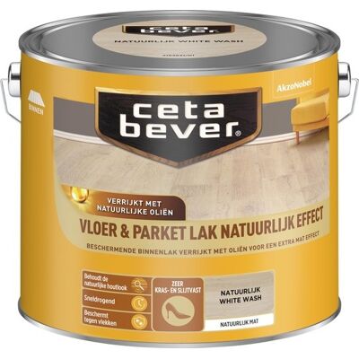 Cetabever Vloer en Parket Lak Natuurlijk Effect Mat - White Wash - 2,5 liter Cetabever Vloer en Parket Lak Natuurlijk Effect Mat - White Wash - 2,5 liter