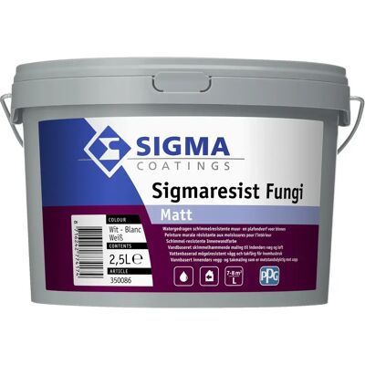 Sigmaresist Fungi Matt 2,5 L - Binnenmuurverf Sigmaresist Fungi Matt 2,5 L - Binnenmuurverf
