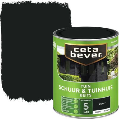 Cetabever Schuur en Tuinhuis Beits Dekkend Zijdeglans - Zwart Cetabever Schuur en Tuinhuis Beits Dekkend Zijdeglans - Zwart