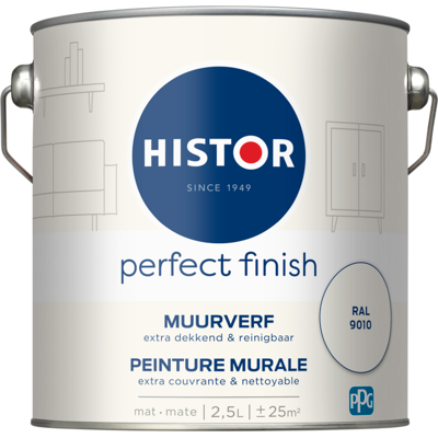 Histor Perfect Finish Muurverf Mat - Ral 9010 - 2,5 liter Histor Perfect Finish Muurverf Mat - Ral 9010 - 2,5 liter