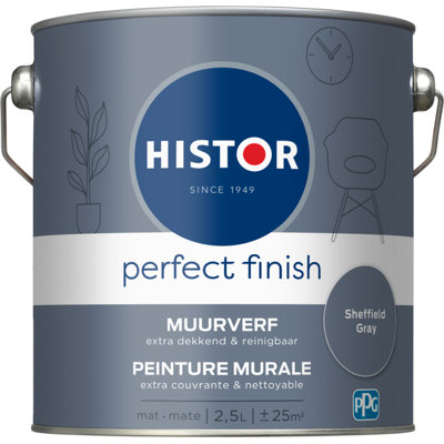 Histor Perfect Finish Muurverf Mat - Sheffield Grey - 2,5 liter Histor Perfect Finish Muurverf Mat - Sheffield Grey - 2,5 liter