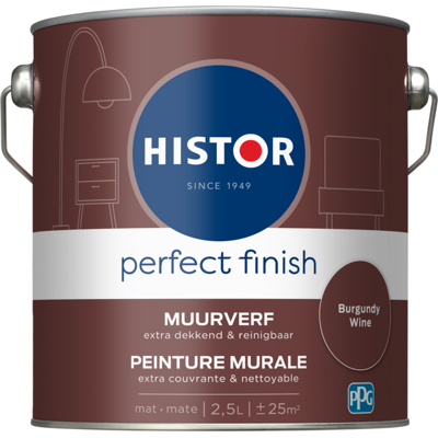 Histor Perfect Finish Muurverf Mat - Burgundy Wine - 2,5 liter Histor Perfect Finish Muurverf Mat - Burgundy Wine - 2,5 liter