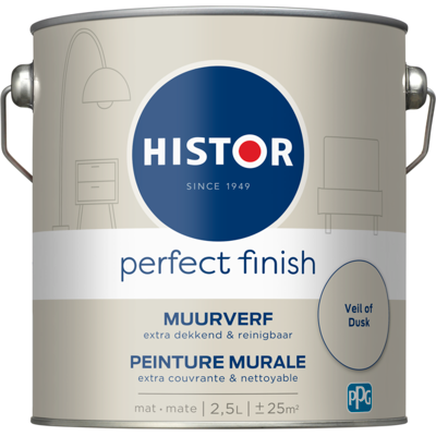 Histor Perfect Finish Muurverf Mat - Veil of Dusk - 2,5 liter Histor Perfect Finish Muurverf Mat - Veil of Dusk - 2,5 liter