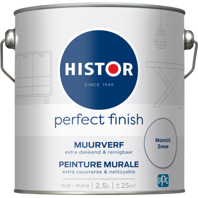 Histor Perfect Finish Muurverf Mat - Moonlit Snow - 2,5 liter Histor Perfect Finish Muurverf Mat - Moonlit Snow - 2,5 liter