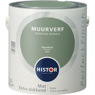 Histor Perfect Finish Muurverf Mat - Geordend - 2,5 liter Histor Perfect Finish Muurverf Mat - Geordend - 2,5 liter