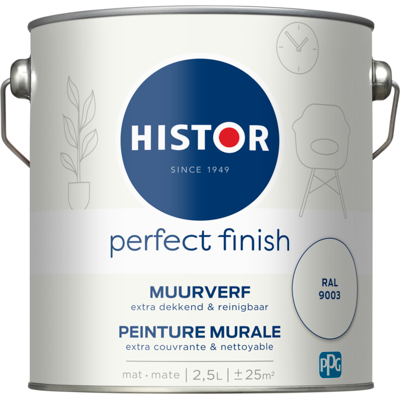 Histor Perfect Finish Muurverf Mat - Ral 9003 - 2,5 liter Histor Perfect Finish Muurverf Mat - Ral 9003 - 2,5 liter