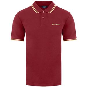Ben Sherman Tweeling Gestipt Heren Bourgondisch Polo Shirt Ben Sherman Tweeling Gestipt Heren Bourgondisch Polo Shirt