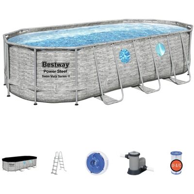 Viking Bestway Familie Zwembad - Groot en Veilig met Trap en Pomp - 549x274x122 cm Viking Bestway Familie Zwembad - Groot en Veilig met Trap en Pomp - 549x274x122 cm