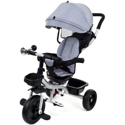 Viking Driewieler - fiets - met duwstang en zonnekap - grijs-zilver Viking Driewieler - fiets - met duwstang en zonnekap - grijs-zilver