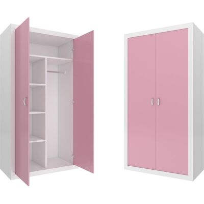 Viking Veilige kinderkledingkast - 90x190 cm - wit/roze - gecertificeerd en niet-giftig Viking Veilige kinderkledingkast - 90x190 cm - wit/roze - gecertificeerd en niet-giftig