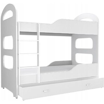 Viking Veilig stapelbed voor kinderen - wit met dubbele matras en uitvalbeveiliging Viking Veilig stapelbed voor kinderen - wit met dubbele matras en uitvalbeveiliging