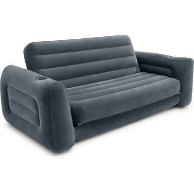 INTEX - Queen Airbed - Grijs - Velours - Luchtbed INTEX - Queen Airbed - Grijs - Velours - Luchtbed