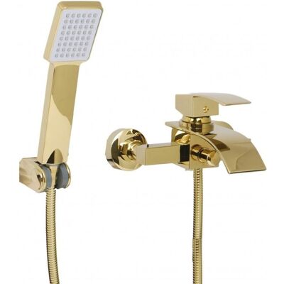 Viking Moderne wandmontage badkraan en douche set in goud Viking Moderne wandmontage badkraan en douche set in goud