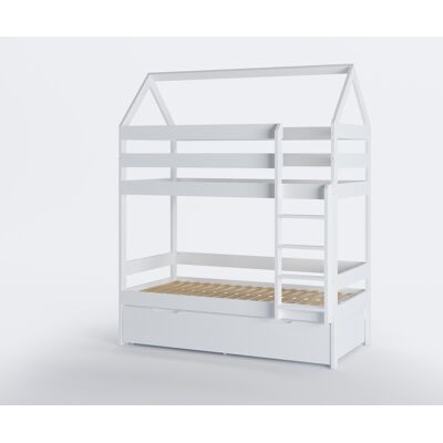 Viking Eco-vriendelijk stapelbed voor kinderen - massief grenenhout - wit - 80x160 cm Viking Eco-vriendelijk stapelbed voor kinderen - massief grenenhout - wit - 80x160 cm