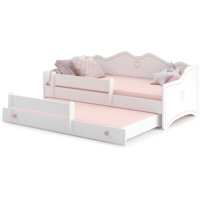 Viking Veilig Kinderbed EMMA met Hekjes - 160x80cm - Wit Roze - 2 Matrassen Viking Veilig Kinderbed EMMA met Hekjes - 160x80cm - Wit Roze - 2 Matrassen