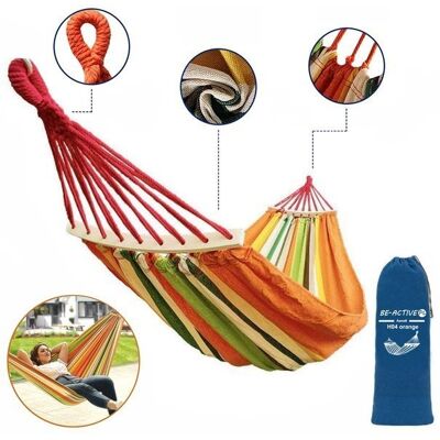 Viking hangmat 280x150 cm oranje gestreept voor buiten en tuin Viking hangmat 280x150 cm oranje gestreept voor buiten en tuin