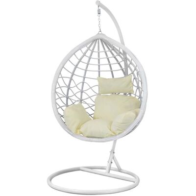 Viking Moderne Hangstoel met Frame - Wit-Beige Design voor Binnen en Buiten Viking Moderne Hangstoel met Frame - Wit-Beige Design voor Binnen en Buiten