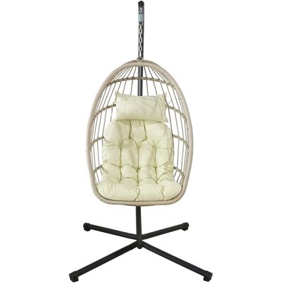 Viking Stijlvolle inklapbare egg chair - Crème zwart design voor moderne interieurs Viking Stijlvolle inklapbare egg chair - Crème zwart design voor moderne interieurs