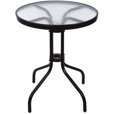 Viking Tuintafel zwart stalen frame 60 cm gehard glas modern design Viking Tuintafel zwart stalen frame 60 cm gehard glas modern design