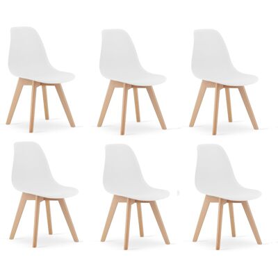 Viking Betaalbare set van 6 duurzame eetkamerstoelen KITO - wit Viking Betaalbare set van 6 duurzame eetkamerstoelen KITO - wit