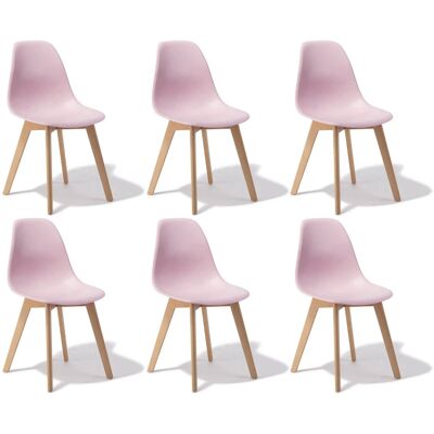 Viking Set van 6 comfortabele KITO eetkamerstoelen - roze, duurzaam beukenhout Viking Set van 6 comfortabele KITO eetkamerstoelen - roze, duurzaam beukenhout