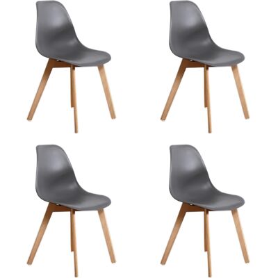 Viking Betaalbare set van 4 duurzame eetkamerstoelen KITO - grijs Viking Betaalbare set van 4 duurzame eetkamerstoelen KITO - grijs