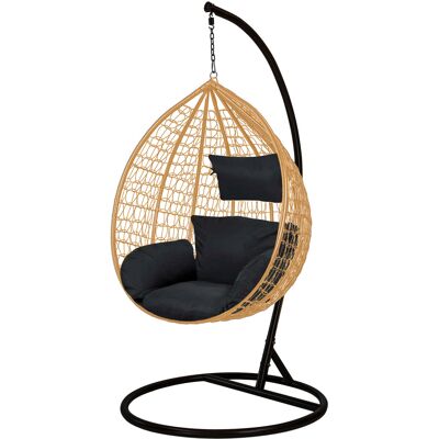 Viking Moderne Hangstoel met Zwarte Standaard - Geschikt voor Binnen en Buiten Viking Moderne Hangstoel met Zwarte Standaard - Geschikt voor Binnen en Buiten