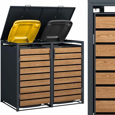 Viking Praktische container ombouw voor 2 kliko's - 132x80x116cm - antraciet hout Viking Praktische container ombouw voor 2 kliko's - 132x80x116cm - antraciet hout