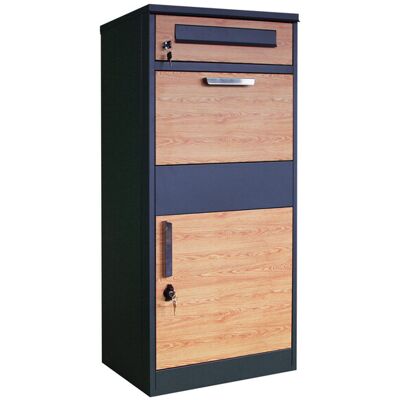 Viking Pakketbrievenbus - 50x38x112 cm - staal - antraciet houtlook Viking Pakketbrievenbus - 50x38x112 cm - staal - antraciet houtlook