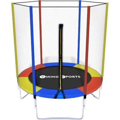 Viking Veilige trampoline voor kinderen - 183 cm met regenboogkleuren en veiligheidsnet Viking Veilige trampoline voor kinderen - 183 cm met regenboogkleuren en veiligheidsnet