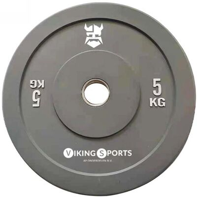 Viking Halterschijf rubber 5 kg bumper plate grijs duurzaam voor thuis Viking Halterschijf rubber 5 kg bumper plate grijs duurzaam voor thuis