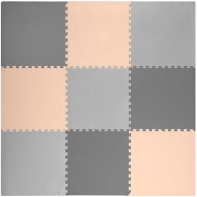 Viking Foam puzzelmat voor baby's 180x180 cm grijs-perzik veilige speelmat Viking Foam puzzelmat voor baby's 180x180 cm grijs-perzik veilige speelmat