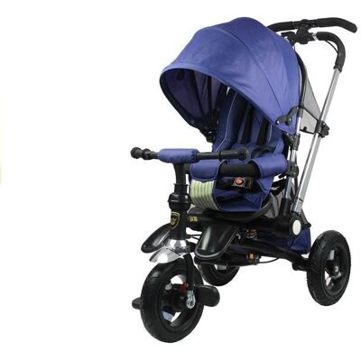 LEAN Toys Driewieler met duwstang en zonnekap - 90x60x99cm - marineblauw LEAN Toys Driewieler met duwstang en zonnekap - 90x60x99cm - marineblauw