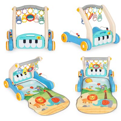 ECOTOYS Baby gym - loopwagen - 2in1 - 72x46 cm - blauw ECOTOYS Baby gym - loopwagen - 2in1 - 72x46 cm - blauw