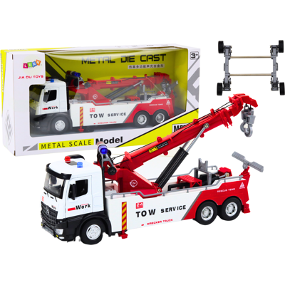 LEAN Toys Vrachtwagen speelgoed - wit-rood - 31 x 12,5 x 9,5 cm - licht en geluid LEAN Toys Vrachtwagen speelgoed - wit-rood - 31 x 12,5 x 9,5 cm - licht en geluid