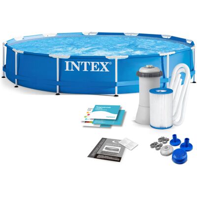 Intex opzetzwembad - 366x76 cm - incl filterpomp - blauw Intex opzetzwembad - 366x76 cm - incl filterpomp - blauw