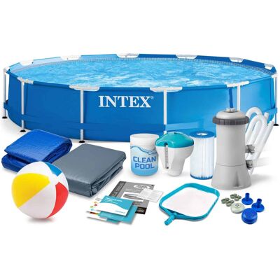 Intex opzetzwembad - 305x76cm - blauw - accessoires oa. filterpomp & bal Intex opzetzwembad - 305x76cm - blauw - accessoires oa. filterpomp & bal